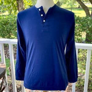 Saturdays Surf NYC Navy Blue Henley Shirt. Size Medium.